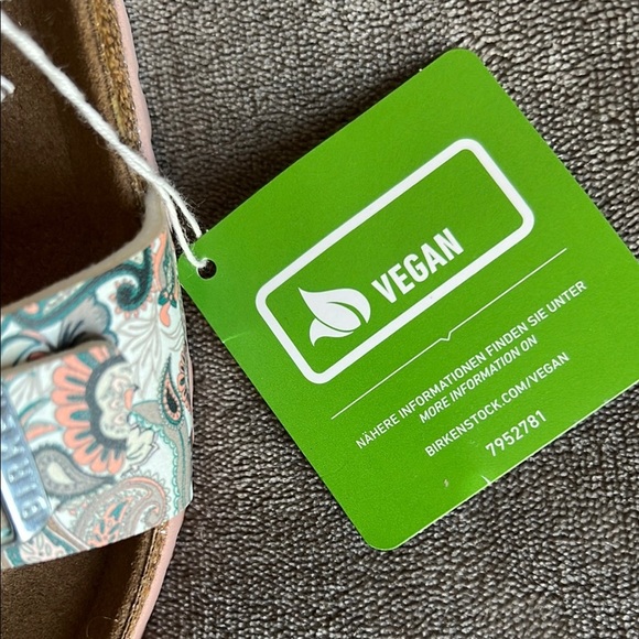 Birkenstock Green and White Sandals with Cork Footbed - Picture 3 of 14